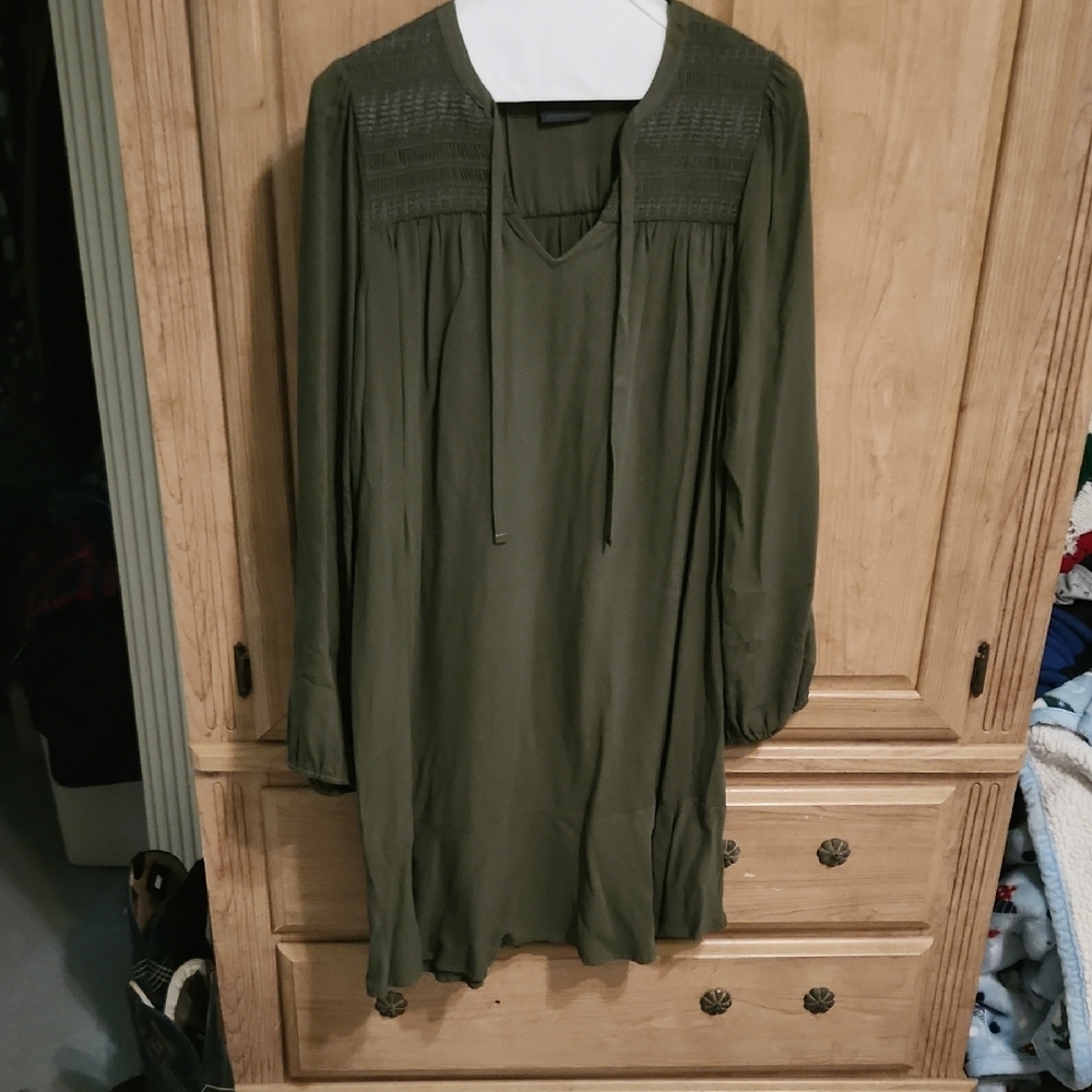 Olive Green Long Sleeve Dress
